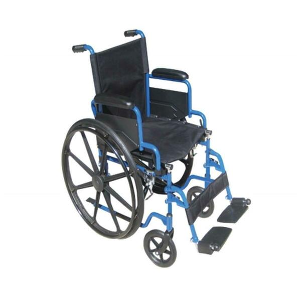 Refuah Blue Streak Wheelchair with Flip Back Detachable Desk Arms and Swing-away Foot Rest- Blue RE1768